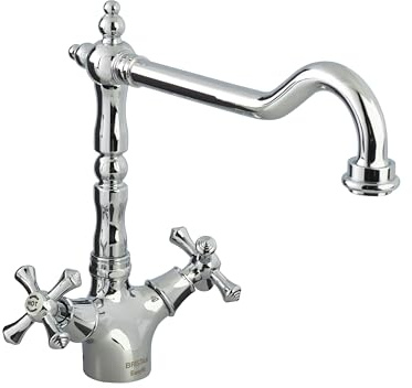 Bristan K SNK EF C Colonial Easyfit Kitchen Sink Mixer Tap with Swivel Spout, Chrome | Traditional design, Swivel spout, Top fix EasyFit installation, Dual handle operation, Kitchen mixer tap, Lifetime Cover