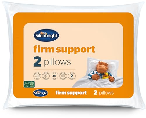 Silentnight Firm Support Pillow Pack of 2 - Side Sleeper Pillows for Sleeping Neck Back Orthopaedic Pain - Machine Washable Pillow Pair for Side Sleepers, White, packaging may vary