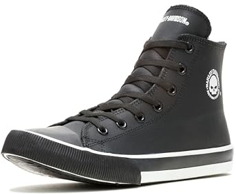 HARLEY-DAVIDSON Footwear Baxter - Scarpa da Skateboard, Nero/Bianco, 10-D US Mens