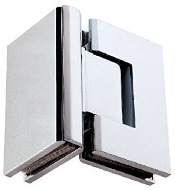 Di Vapor (R) 90 Degree Glass to Glass Shower Door Hinge | Chrome Plated Solid Copper | Square Edges
