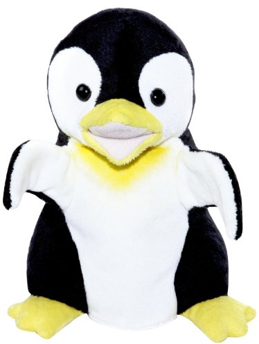 Bauer Spielwaren Theatrello Handspielpuppe Pinguin: Stoff-Puppe aus softem Plüsch, schwarz-weiss/gelb, für Puppentheater und Lernspiele (11837)