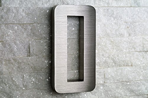 3D Hausnummer 0 Edelstahl rostfrei witterungsbeständig 3D Effekt in 20cm Höhe und 3cm Tiefe aus gebürstetem Edelstahl V2A inkl. Montagematerial erhältlich: 0 1 2 3 4 5 6 7 8 9 a b c d