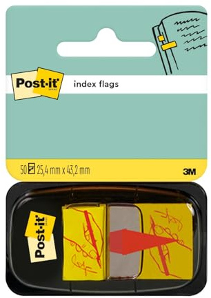 Post-it Index Haftstreifen, 50 Markierstreifen, 25,4 mm x 43,2 mm, Gelb | Zum Markieren, Hervorheben und Farbcodieren Wichtiger Informationen - Haftet Sicher, Beschreibbar, mit Einhand-Spender