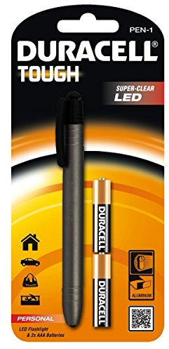 Duracell Flashlight Tough Pen Torch, 5 Lumen LED Light, Batteries Included (PEN-1)