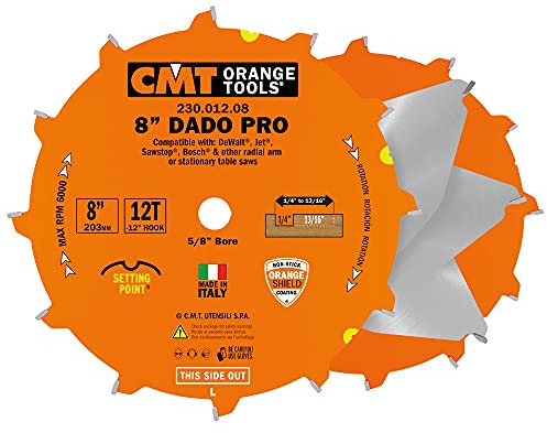 CMT 230.012.08 Dado Pro Set, 8-Inch x 12 Teeth FTG+ATB Grind with 5/8-Inch Bore