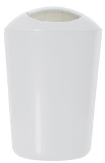 axentia Schwingdeckeleimer, ca. 5 L Kosmetikeimer aus weißem Kunststoff, geruchshemmender Mülleimer mit verchromtem Schwingdeckel