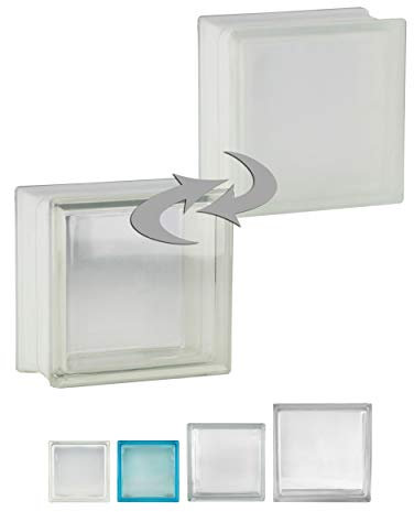 4 pieza FUCHS bloques de vidrio vista completa neutro satinado por un lado 19x19x10 cm