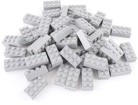 LEGO® Classic Basic Steine hellgrau 3001-50 Stück 2x4 Steine hellgrau - Ideal für Kreative Bauvorhaben und LEGO® Projekte - Perfekt für BAU- und Spielspaß - 2x4 Noppen (3001)