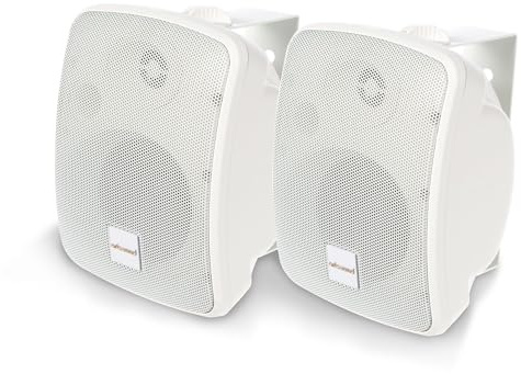 Artsound ASW45.2, Ensemble de 2 Enceintes étanches, Enceinte HiFi 2 Voies, 10-80 Watts, avec Support Mural, Convient pour Une Utilisation intérieure et extérieure, terrasse, Jardin, Sauna, Piscine,