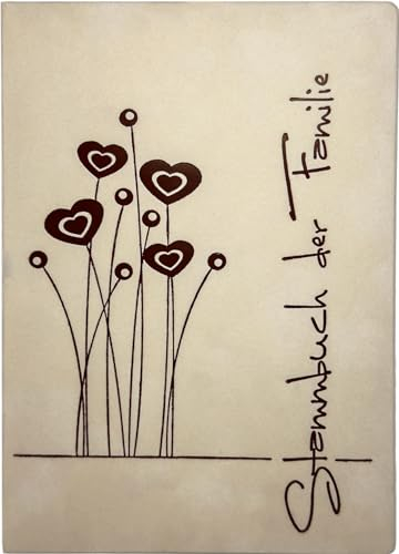 Stammbuch Hochzeit - FLEUR - Familienbuch aus luxuriösem Velours in creme, Familienstammbuch mit Stammbaum Vorlage zum Ausfüllen, Stammbuch der Familie im Format 14 x 21 cm