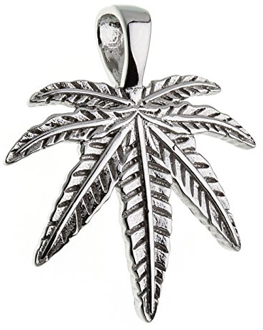 Anhänger Hanfblatt, Cannabisblatt Marihuana - echt 925 Silber