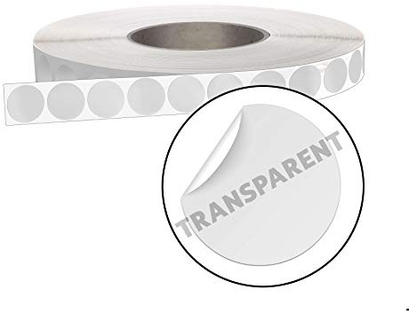 Mashpaper 5000 transparente Verschlussetiketten - 20 mm runde Klebepunkte | Permanente Verschluss-Klebepunkte aus PE-Folie ohne Perforation, 5000 Stück je Rolle, selbstklebende Rückseite, 401020
