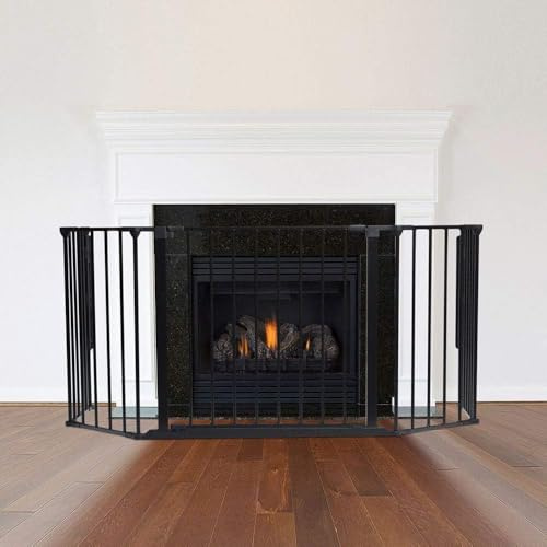 Safetots Barrera de Seguridad para Chimenea, 49cm de Profundidad x 105cm de Ancho, Negra, 70cm de Alto, Seguridad para Niños y Mascotas, Protección para Bebés y Niños Pequeños, Instalación Fácil