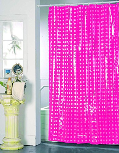 MSV Anti-Schimmel Duschvorhang - Anti-Bakteriell, waschbar, wasserdicht, PVC mit 12 Duschvorhangringen 180x200cm Pink