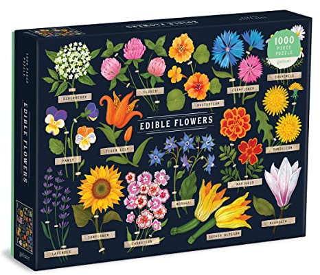 Galison 9780735369078 Edible Flowers 1000 Piece Puzzle, White