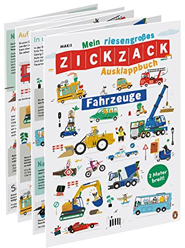 Mein riesengroßes ZICKZACK Ausklappbuch – Fahrzeuge: Faltbuch ab 3 Jahren– mit stabilen Seiten und Wimmelpanorama - Ausgeklappt zwei Meter breit