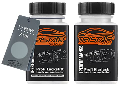 TRISTARcolor Autolack Lackstift Set für BMW A08 Silver Gray Metallic/Silbergrau Metallic Basislack Klarlack je 50ml