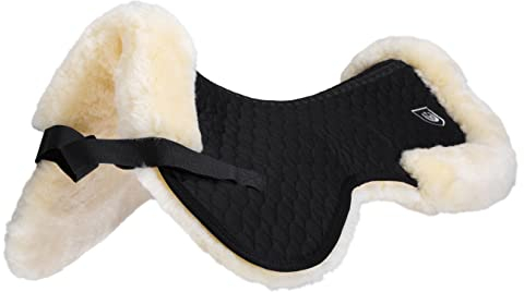 Werner Christ Lammfell Sattelpad Rand Tiefe Schulter anatomische Sattelkissen aus echtem medizinischem Fell, in schwarz, Größe: Warmblut