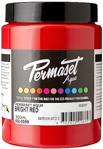 Permaset Aqua - Tinta para serigrafía textil (300 ml, ecológica, color rojo brillante)