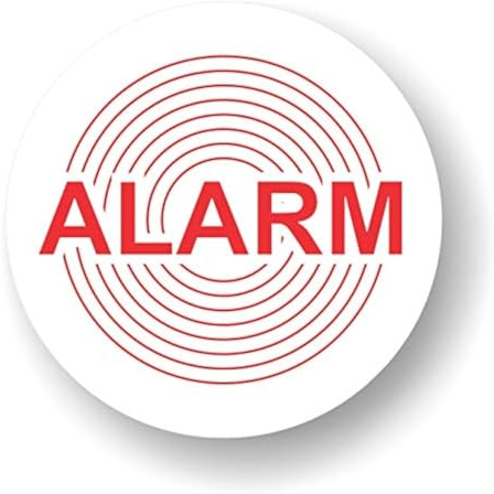 Decooo.be Aufkleber, Aufschrift „Alarm“, für den Außengebrauch geeignet (UV- und regenbeständig), rund, 45 mm - 20