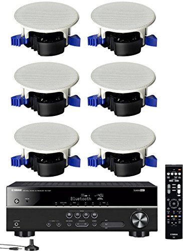 Yamaha 5.1-Channel Wireless Bluetooth 4K A/V Home Theater Receiver + Yamaha Easy-to-Install Natural Sound Moisture Resistant 6.5 High Performance in-Ceiling Speakers (Set of 6)