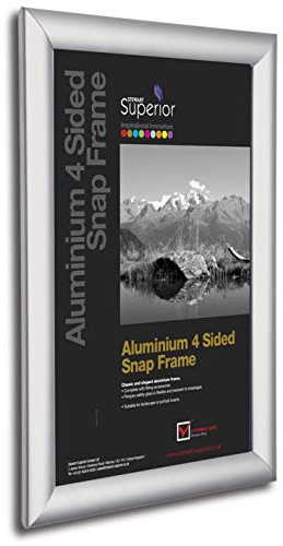SECO A4 Silver Aluminum Snap Frames – 210x297 mm Easy-Open Display for Posters, Point Of Sale, Menus, Health & Safety Notices – Ideal for Offices, Retail and Venues (AM9-A4SV)