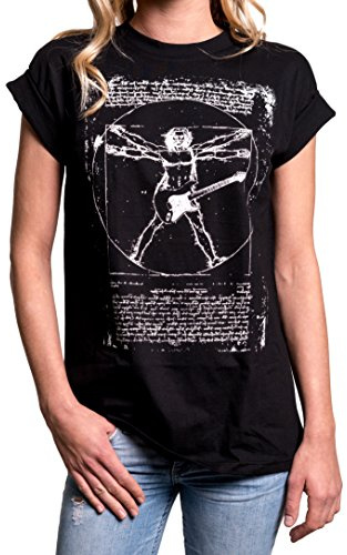 Band Shirt Vintage Gitarre Da Vinci - Musik Oberteile lässiges Oversize T-Shirt große Größen schwarz