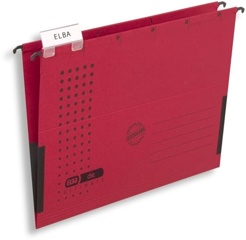 Elba Hängetasche chic A4 230g/qm Karton mit Leinenfröschen rot VE=5 Stück