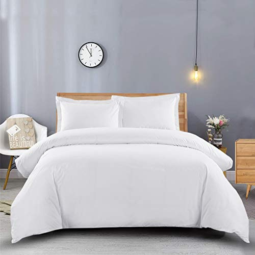 Royal Hotel Bedding Heavy Soft 100% Cotton Flannel Duvet Covers, 3 Pieces Duvet Cover Set, Button Closer, Thick, Heavy and Ultra Soft Cotton Flannel, White, Full/Queen