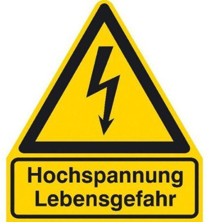 Indigos UG Aufkleber Hochspannung Lebensgefahr Warnschild - 297x286 mm - Heckscheibe - Heckscheiben Aufkleber - Sticker - Tuning - Autoaufkleber