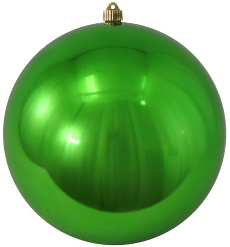 Christmas By Krebs 10 (250mm) Shiny Limeade Green [1 Piece] Extra Large Solid Oversized Huge Big Outdoor Plastic, UV Ball Ornament Hanging Tree Decorations