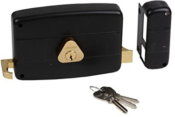 BRICARD 1843 Kastenschloss, horizontale Ziehung 2 Eingänge Zylinder 5 Haltestifte rechts, schwarz