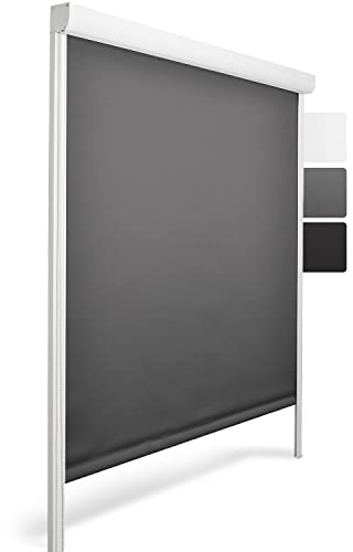Sol Royal Kassettenrollo mit Führungsschiene SolReflect K24 60x175 cm Anthrazit - Blackout Thermorollo seitliche Führungsschienen - Befestigung ohne Bohren - Verdunkelungsrollo 60cm breit