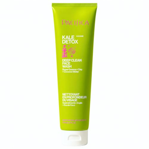 Pacifica Kale Detox Face Wash for Oily & Acne-Prone Skin, Deep Cleansing Facial Cleanser & Makeup Remover with Super Greens Kale, Seaweed & Clay, 5 fl oz –Clean Beauty, Vegan & Cruelty-Free