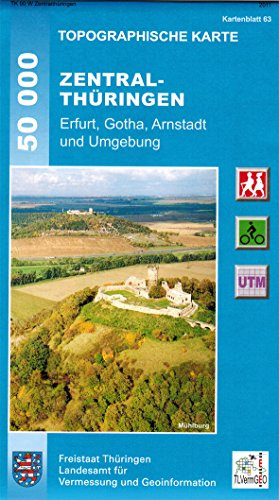 ZENTRALTHÜRINGEN mit Erfurt, Gotha, Arnstadt und Umgebung: Ausgabe mit Wander- und Radwanderwegen 1:50 000 (Topographische Karten Thüringen - Freizeit- und Wanderkarten 1:50 000)