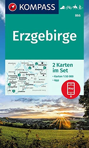 KOMPASS Wanderkarten-Set 866 Erzgebirge (2 Karten) 1:50.000: inklusive Karte in der KOMPASS-App offline nutzen, markierte Wanderwege, Fahrradfahren