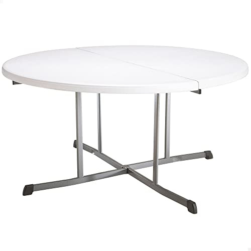 LIFETIME 92115 - Mesa Plegable Redonda portátil | Mesa Redonda jardín, terraza, Patio, balcón | Medidas Ø152cm, Altura 75,5cm | Mesa Redonda Exterior Eventos, Mesa Catering Plegable |Muebles