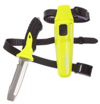 TUSA Imprex X-Pert II Scuba Diving Blunt Point Knife with Sheath and Leg Straps (Flash Yellow/Black)