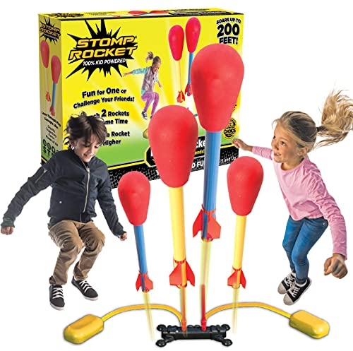 Stomp Rocket Dueling 4 Rockets & Rocket Launcher Outdoor Rocket Toy for Boys & Girls Ages 6+