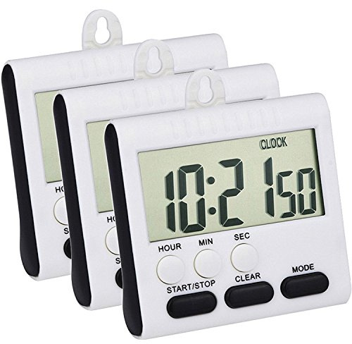Mudder 3 Pcs Magnetic Digital Timer for Kitchen Classroom, Black White