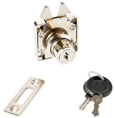 Gedotec Möbelschloss Zylinder Rollladen-Schloß Aufschraubschloss Set für Schiebetüren & Rollladen | Stahl vernickelt matt | Schrank-Schloss mit Dornmaß: 25 mm | 1 Stück - Schlösser mit Schlüssel