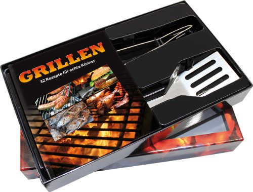 Buch-Box Grillen. 32 Rezepte für echte Könner: Rezeptbuch + Grillzange & Pfannenwender