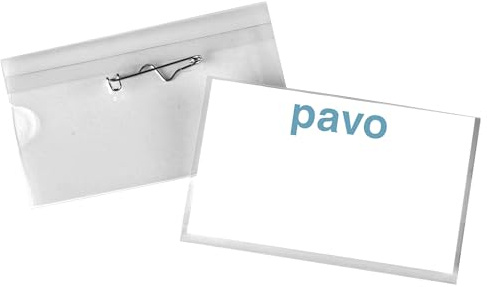 PAVO Pack de 50 Badges avec Epingle 54 x 90 mm Transparent