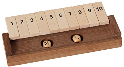 Bartl 100853 Klappenspiel, Shut The Box, Würfelspiel, hochwertige Ausführung aus Akazien- und Ahornholz, Made in Germany