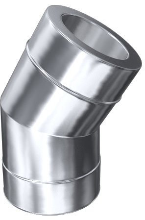 MK Schornstein, Bogen 30°, Edelstahl doppelwandig, ø 100 mm (160 mm) Edelstahl glänzend Keine Farbe wählbar