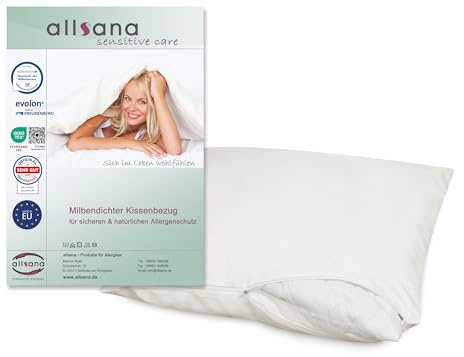 allsana Encasing Kissenbezug 40x40 cm Allergiker Bettwäsche Milbenbezug | Allergendichter Zwischenbezug für Hausstaubmilbenallergiker, atmungsaktiv, Hohenstein & Dermatest zertifiziert, 95°C waschbar