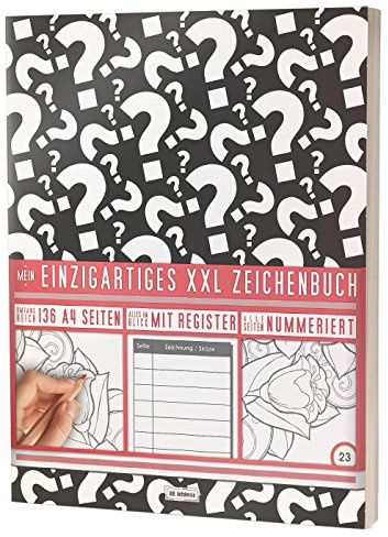 Mein Zeichenbuch / 136 Seiten, Nummeriert, Inhaltsverzeichnis / Dickes Blanko Buch / PR601 „Questions“ / DIN A4 Soft Cover