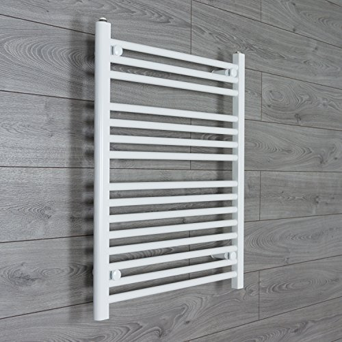 Companyblue 700mm wide x 800mm high Heated Towel Rail Straight Flat White Bathroom Warmer Radiator Rack Central Heating