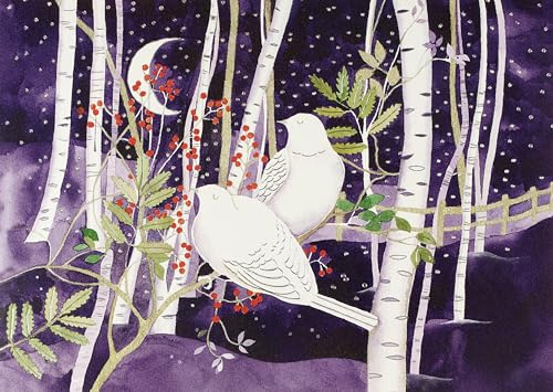 PETER PAUPER PRESS Doves in White Birches Deluxe Boxed Holiday Cards (20 Cards, 21 Self-sealing Envelopes)