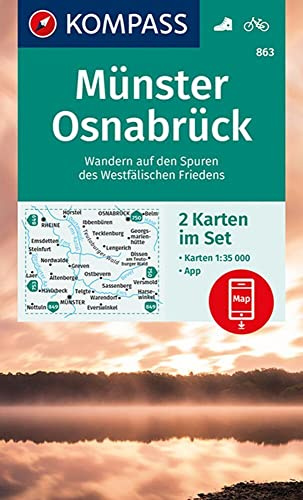 KOMPASS Wanderkarten-Set 863 Münster, Osnabrück (2 Karten) 1:35.000: inklusive Karte zur offline Verwendung in der KOMPASS-App. Fahrradfahren.